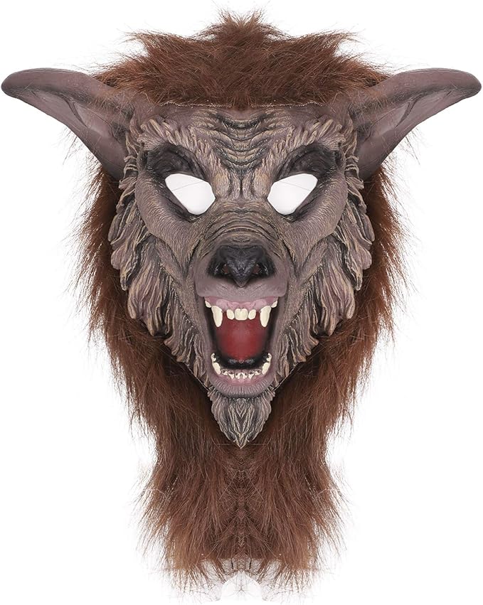 starsouce 万圣节狼人面具逼真恐怖狼头面具服装角色扮演狼人装扮面具