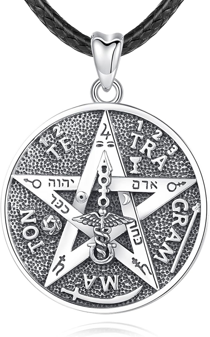 eudora 纯银五角星项链女士男士护身符能量吊坠男士复古守护星四格