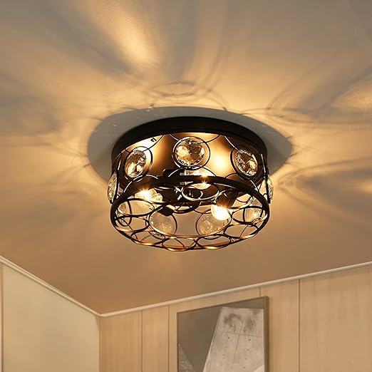 kiandqu 半嵌入式天花板灯具 3 灯水晶吸顶灯现代圆形天花板灯 35