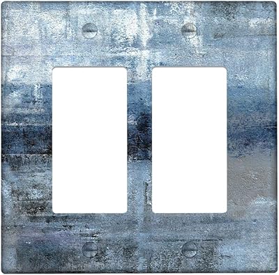 蓝色和灰色 2-gang 摇杆壁板盖抽象艺术装饰灯开关盖现代电源插座盖