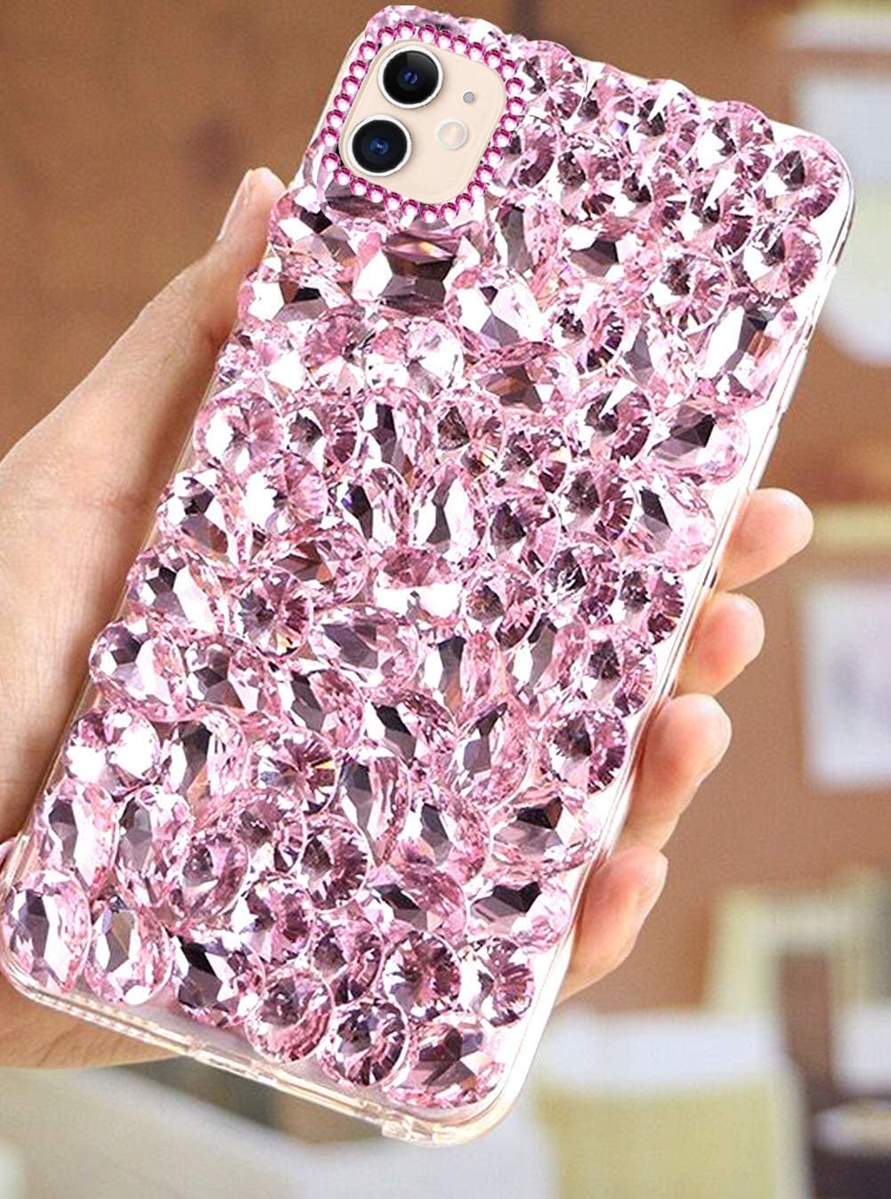 Ykybhx compatible iPhone Pro Diamond Phone Case,iPhone Pro silicone phone case,D Flash Shiny Rhinestone Girl Full Crystal Shiny Diamond silicone phone Case for iPhone Pro, pink