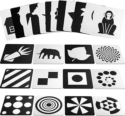 白色闪光卡,适用于新生儿,白色和黑色,新生儿闪光纸,感官发展,48 张