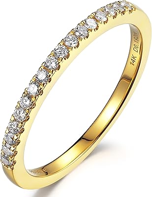 半密镶实验室钻石永恒戒指 14k 黄金 | 1.7mm 半位结婚戒指