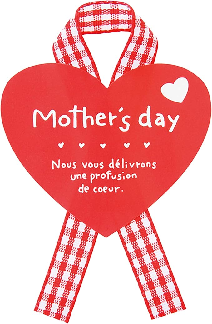 礼品贴纸 母亲节 格子丝带(30片) 红色 ma-27s