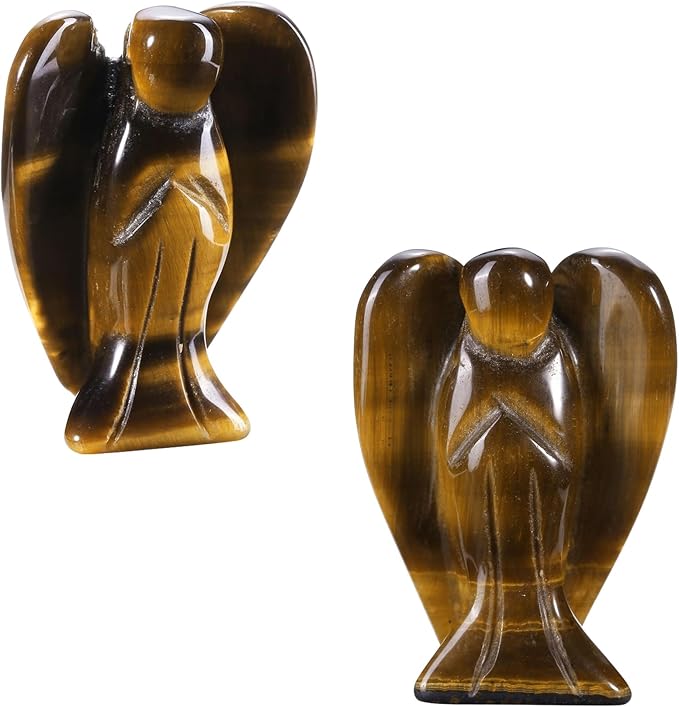 jovivi 2 件虎眼水晶天使雕像 1.5 英寸(约 3.