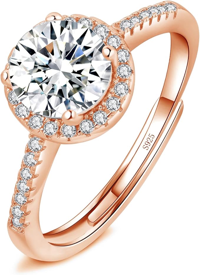 josfeva 女士银戒指,925 纯银 love promise 情侣钻石戒指,可调节浪漫