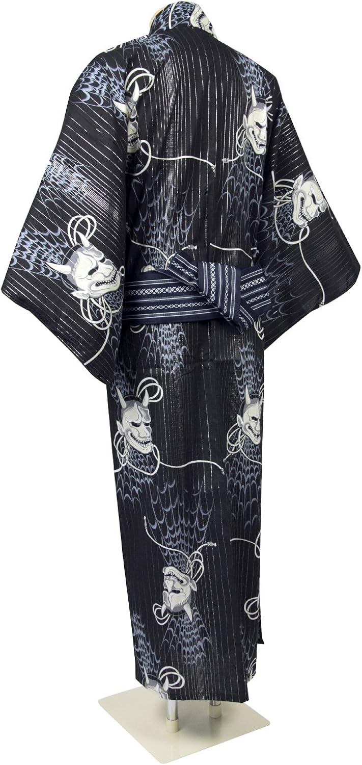 男士浴衣3件套般若l 浴衣 角带 木屐 L Kyoetsu キョウエツ 服饰箱包 亚马逊中国