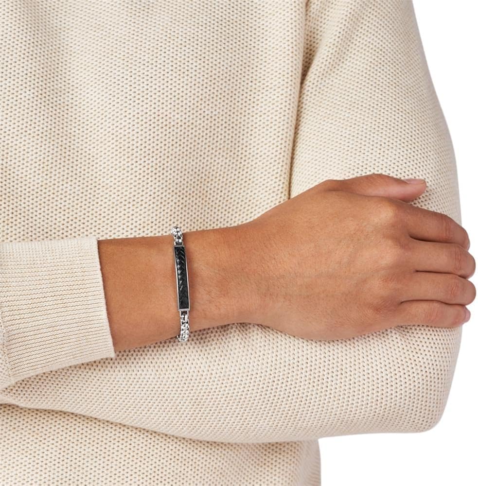 fossil 男士手链 不锈钢 / 皮革 均码 银色 32012537 : 亚马逊中国