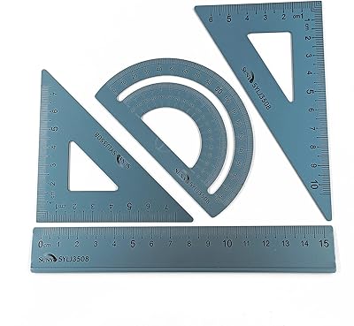 zy&jx 4 件套数学尺几何工具,铝合金尺子套装,不锈钢尺,适合学生