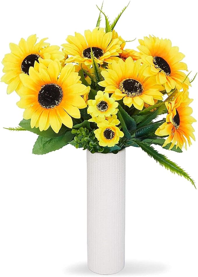 juvale 人工向日葵 - 2 个山日葵花束 黄色 - 假花人造植物 用于家居