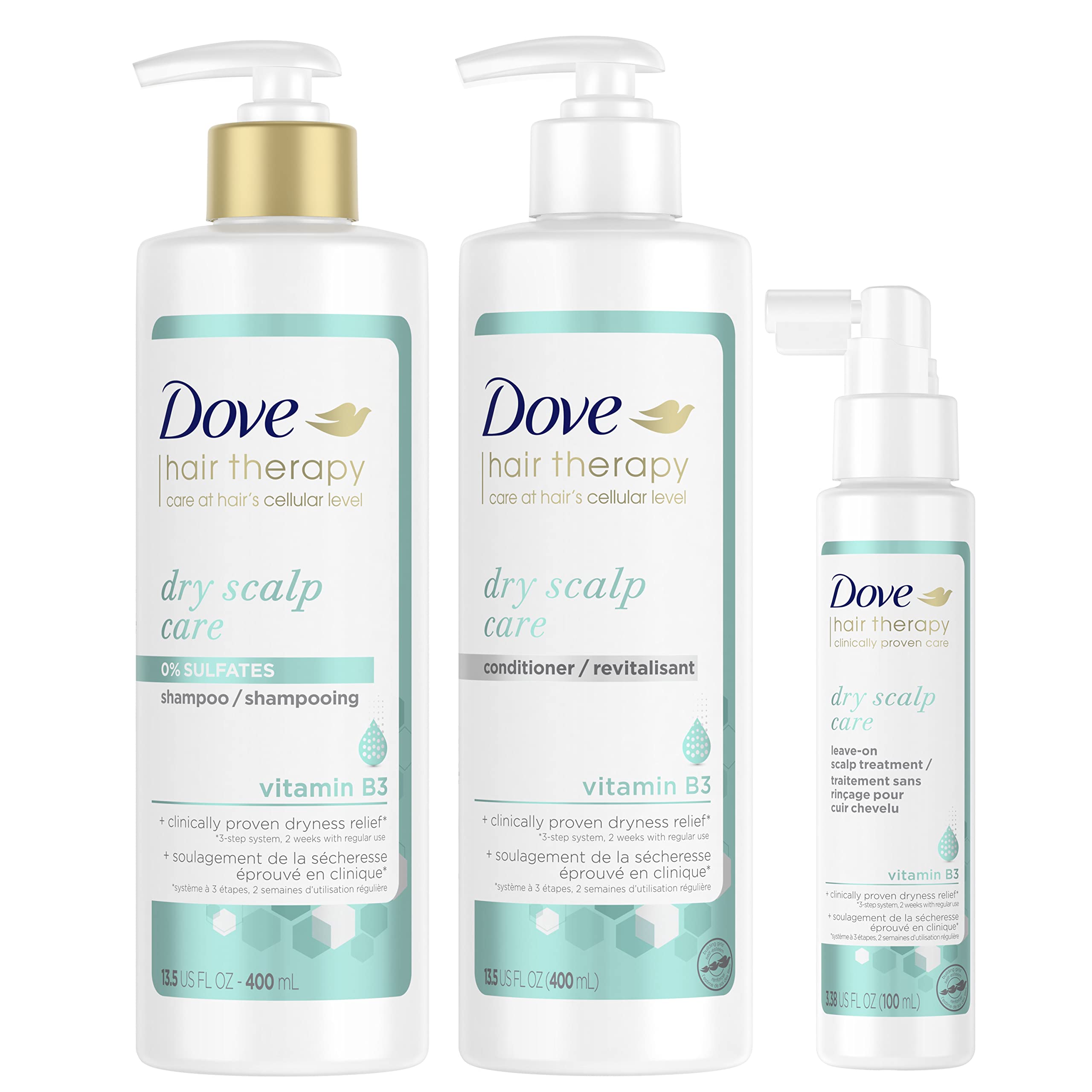 Dove Hair Therapy Regimen * Set for dry shampoo, conditioner and leave-in * treatment with 3 packs of vitamin B3