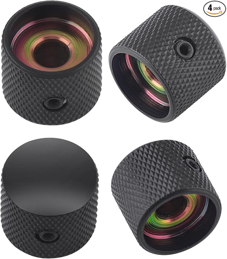 rubatone 金属吉他旋钮圆顶控制旋钮带黑色滚花桶 6 毫米分轴适用于 t