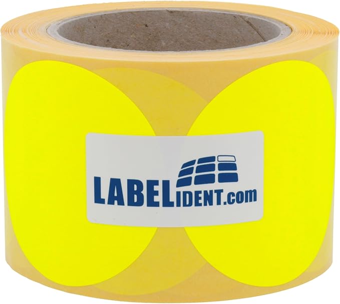 labelident 标记点 亮黄色 - 直径 75 毫米 - 500 个彩色圆点,1 卷,3