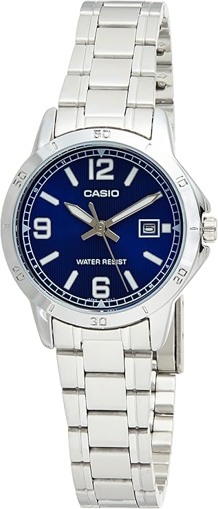 casio 卡西欧 ltp-v004d-2b 女式不锈钢蓝色表盘日期手表
