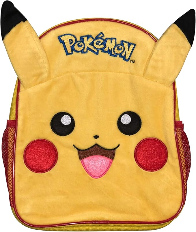 皮卡皮卡奢华 3d 毛绒前置皮卡丘背包书包