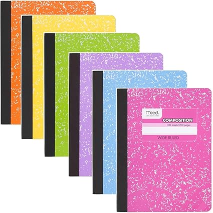 Mead Composition Book 6 包宽规则组合笔记本 宽规则纸张 100页 0 页 彩色笔记本 亚马逊中国 办公用品