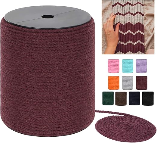 macrame cord 3 毫米 x 328 码,彩色棉质花边绳 - 3 股绞花彩色花边棉