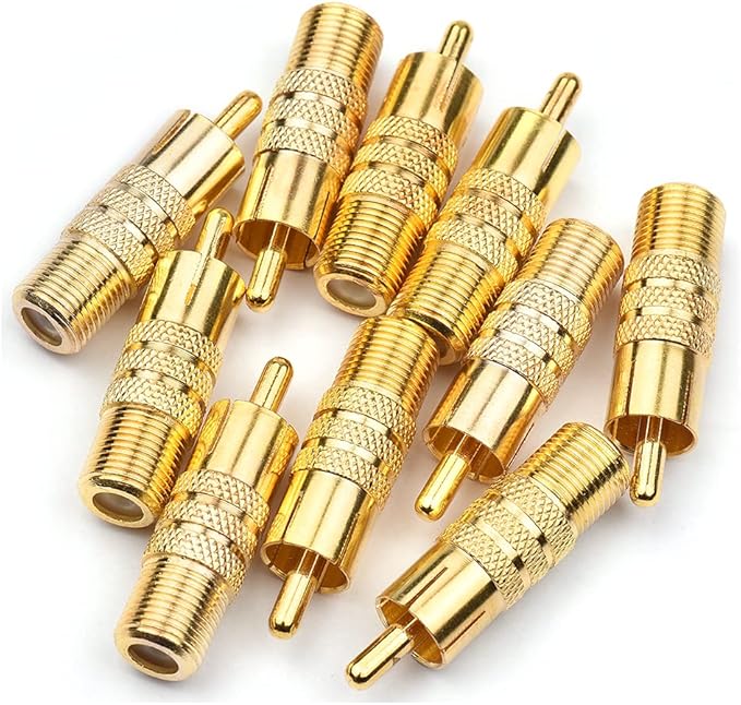 urtop 镀金 f 母头到 rca 公头插头同轴电缆连接器(10 件装) rca 公头