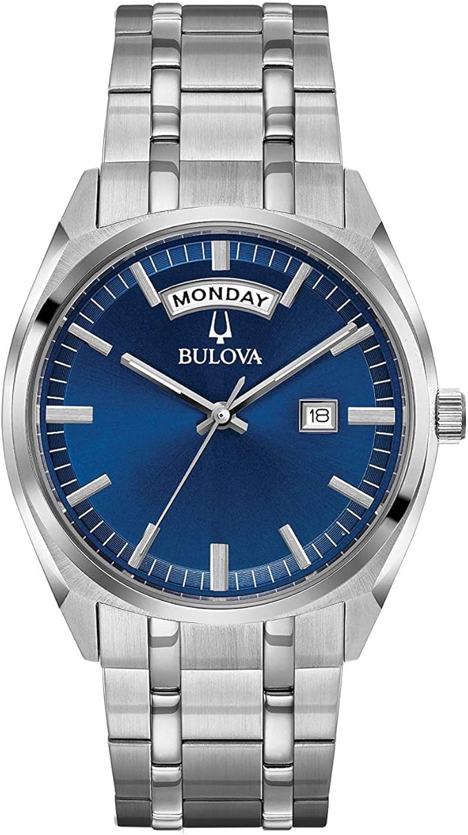 bulova 男式模拟经典石英手表不锈钢表带 96c125