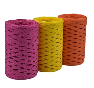 j jiayu 拉菲亚丝带工艺丝带礼品包装纸 3 卷 600 英尺纸绳,适合圣诞