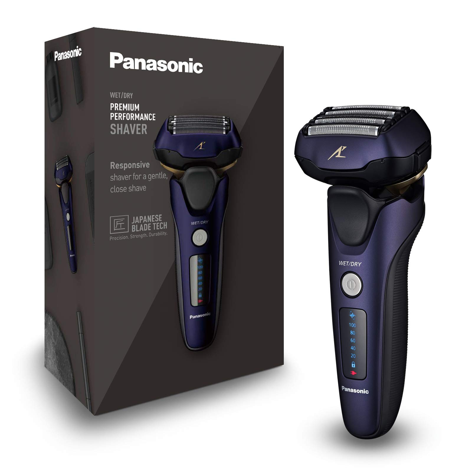 Panasonic Wet and dry razor ES-LV67-A803, 5-layer razor head with linear motor, including long beard trimmer, navy blue