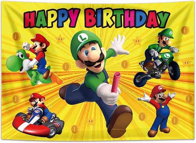 dost涤纶马里奥游戏背景马里奥主题婴儿淋浴儿童生日派对横幅5x3ft