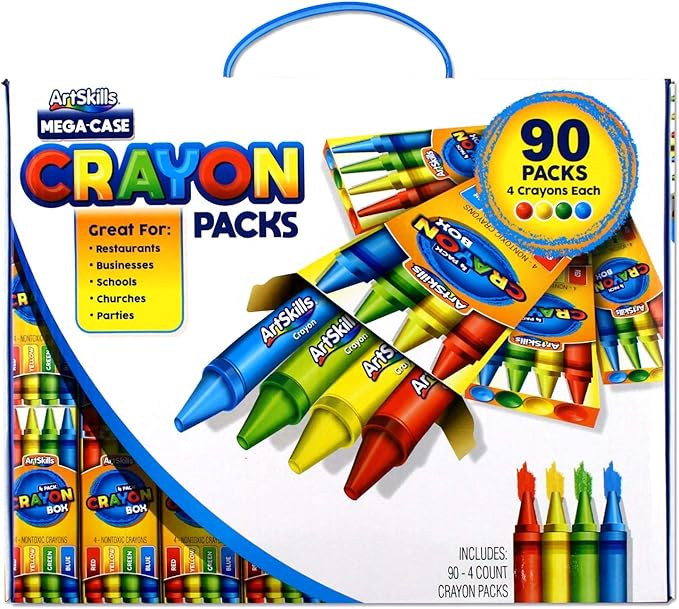 artskills 超大蜡笔盒 回到学校用品 4 种原色 90 包