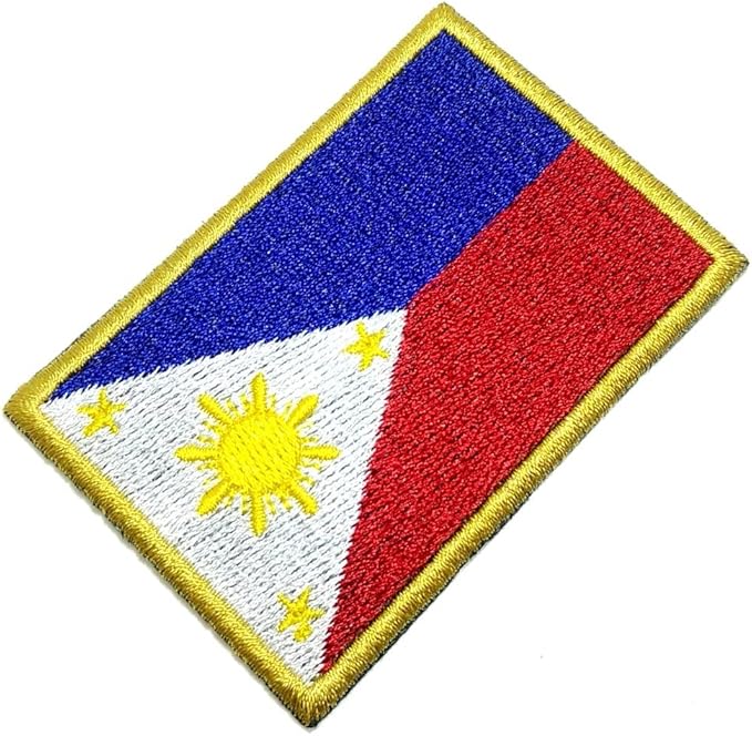 菲律宾国旗刺绣补丁金边制服卡丁车和服,铁或缝合