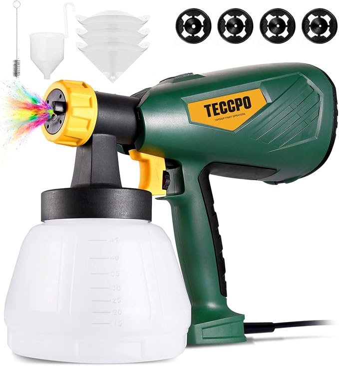 油漆喷雾器,teccpo 500 瓦,高达 100 din-s,800 毫升/分钟 hvlp 电动