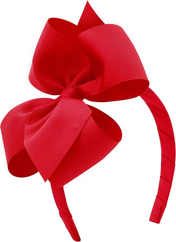wee ones 女孩经典罗缎蝴蝶结发带, 红色, 大