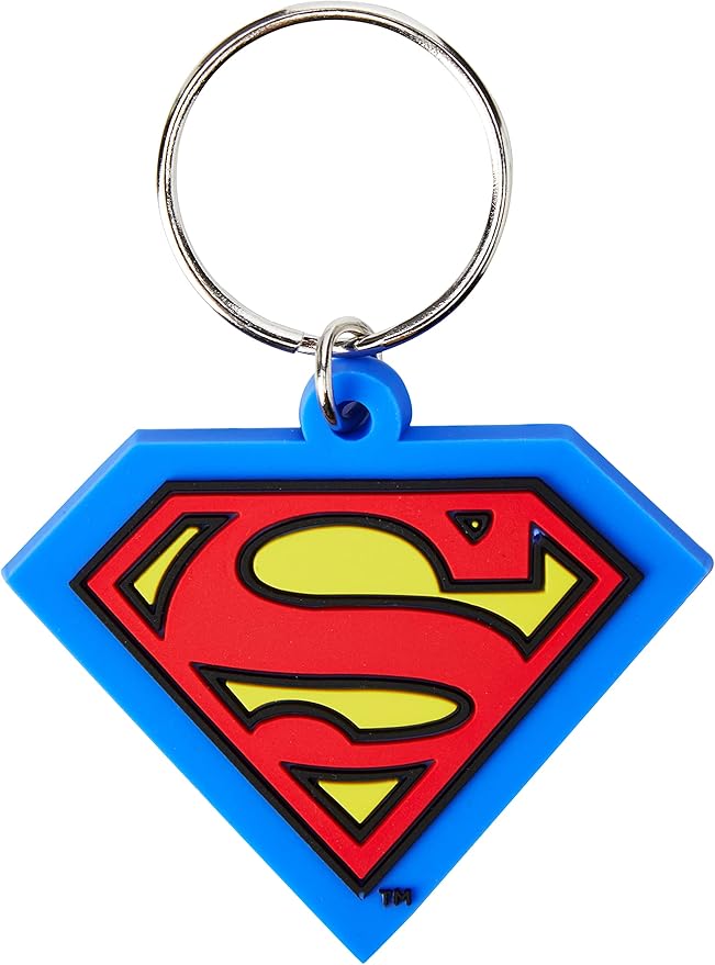 金字塔国际超人盾橡胶钥匙扣,金属,蓝色,红色和黄色,4 x 6 x 1.3厘米