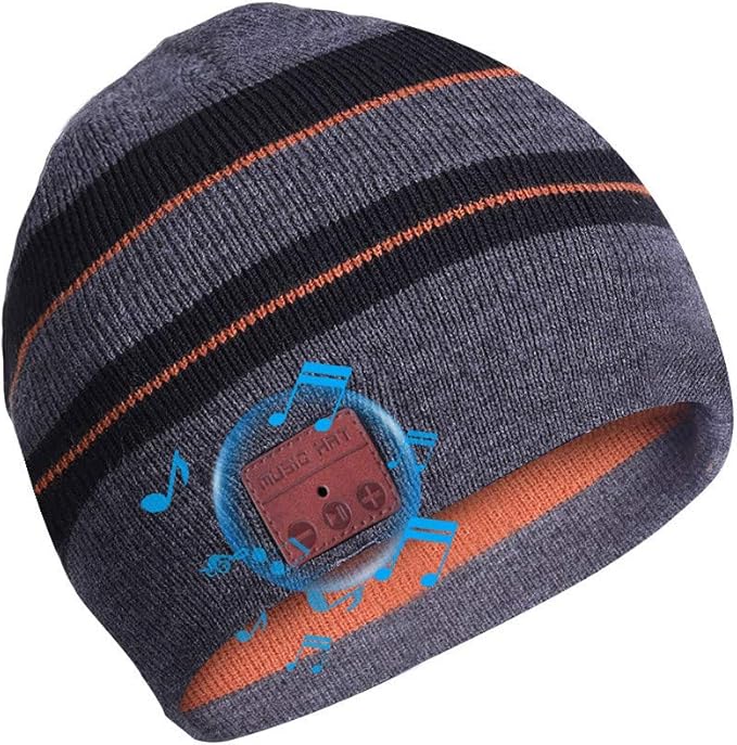 蓝牙无檐小便帽无线耳机帽音乐软帽带立体声扬声器,冬季针织帽麦克风