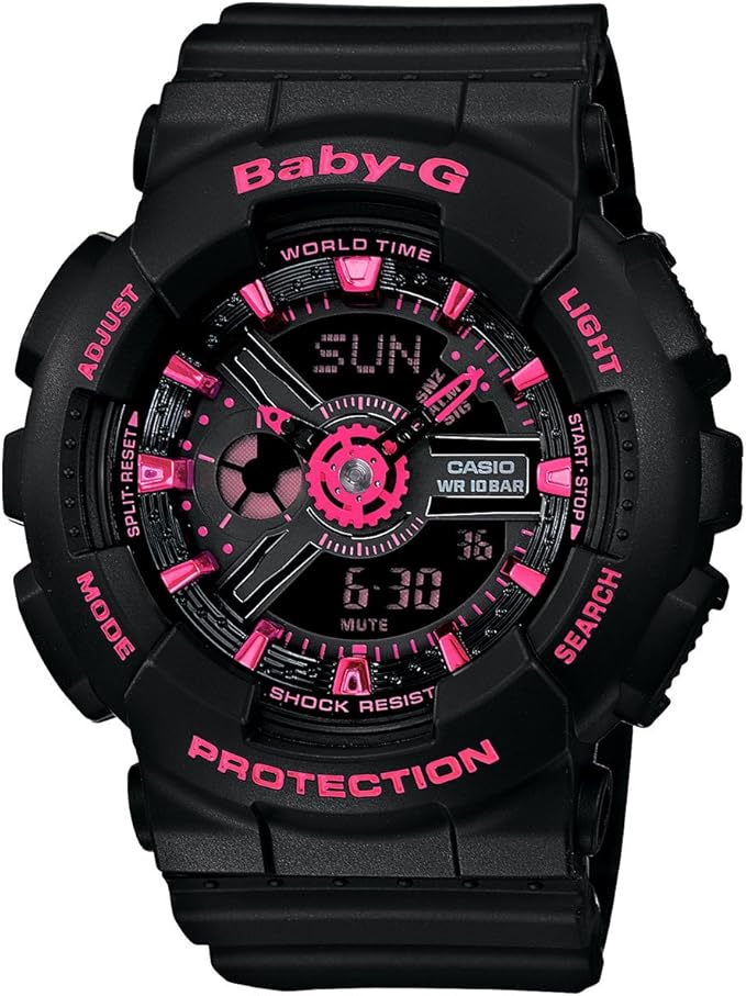 casio 卡西欧 女式 baby-g ba111-1a 黑色塑料石英手表, 石英手表