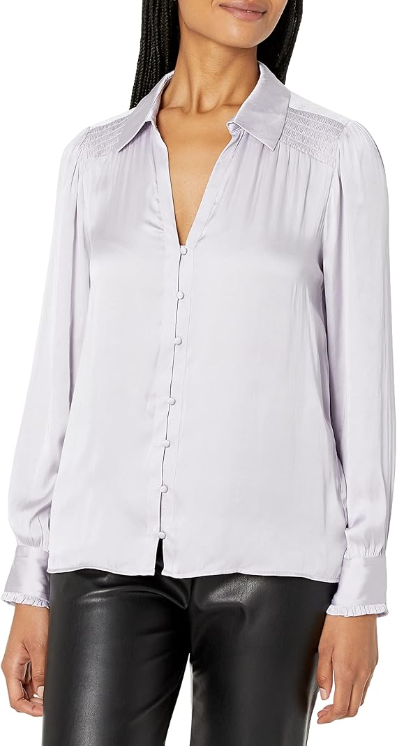 paige 女士奥古斯丁衬衫领扣带纽扣细节在蓟过肩