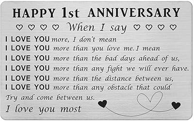 yobent 1 周年贺卡送给男友女朋友,1 周年快乐结婚礼物,送给他丈夫