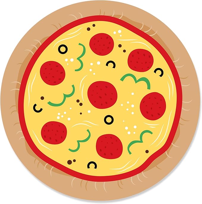 of happiness pizza party time - 婴儿洗礼或生日派对圆形贴纸标签