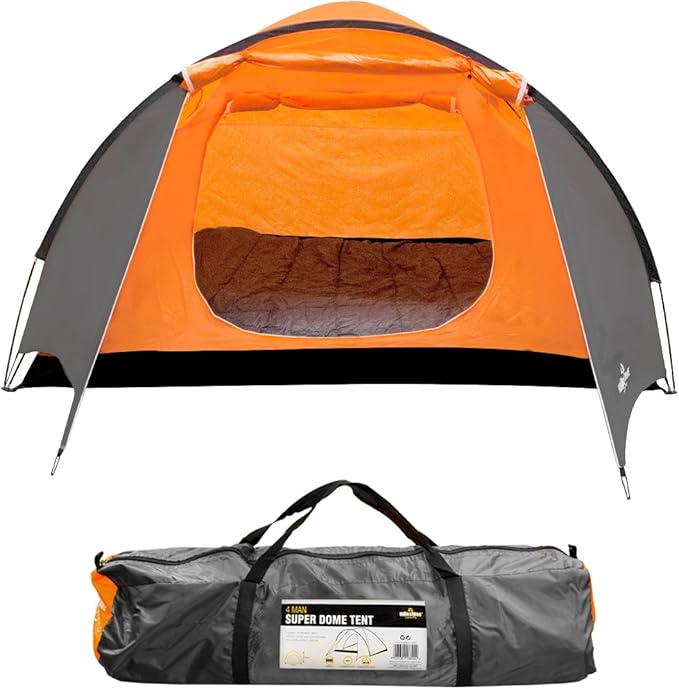 4 man super dome tent 135 x 260 x 210cm - carry bag - milestone