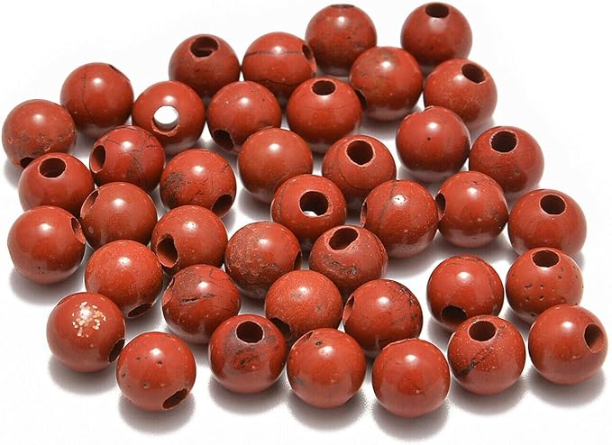 ad 珠子天然宝石 8 毫米圆形散珠大孔 2.5 毫米尺寸 40 颗(红玉)
