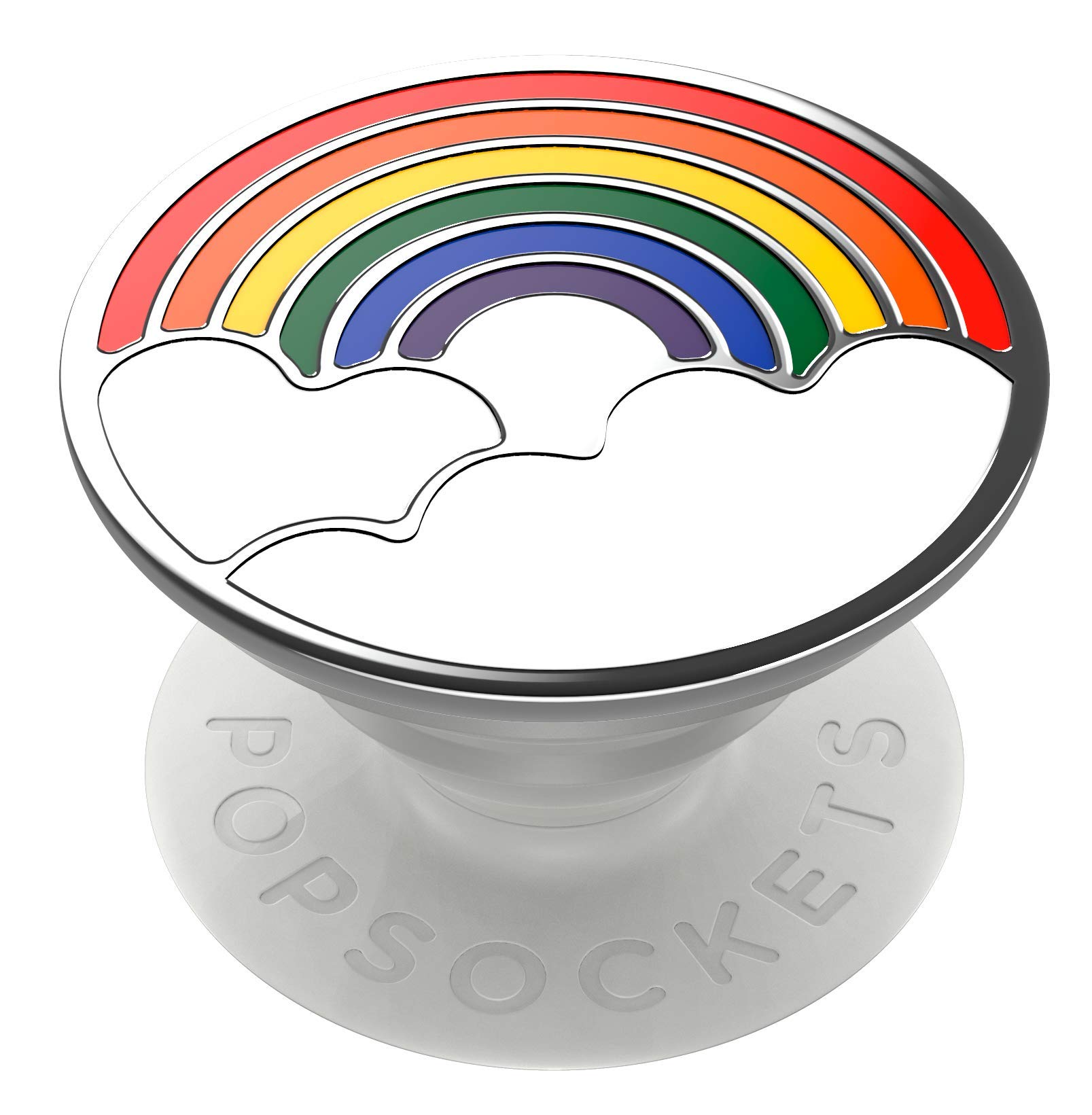 PopSockets PopGrip -Pop带收纳袋手机壳+ 带有用于智能手机和平板电脑的集成手机支架 可互换PopTop - 彩虹珐琅