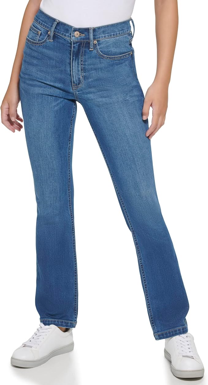calvin klein 女式牛仔裤超高腰直筒牛仔裤