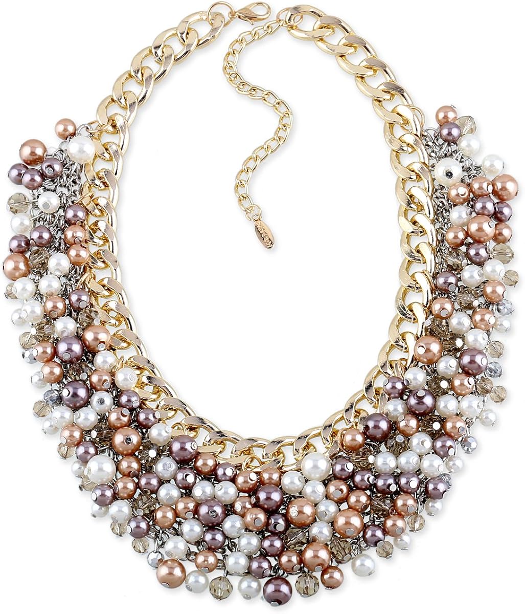 时尚人造珍珠多串项链链编织晚礼服首饰女士个性珍珠项链婚礼珠宝