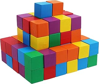 54 厘米彩色木方块,高级彩色木方块,6 种颜色,方形木块,用于手工diy