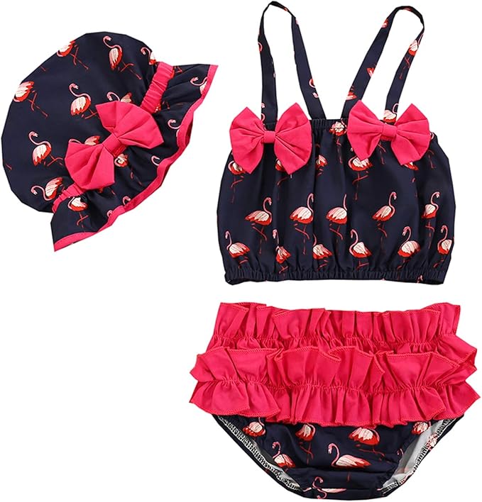 xkwyshop 新生儿女婴泳装 2 件套西瓜泳衣女婴比基尼泳装 沙滩装