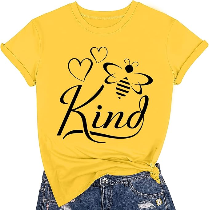 be kind shirt 女式趣味 bee kind t 恤女式图案 t 恤可爱衬衫夏季