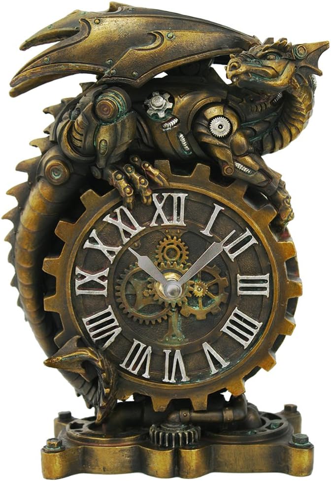 pacific giftware 蒸汽朋克装备机械龙桌面时钟家庭办公室工作场所