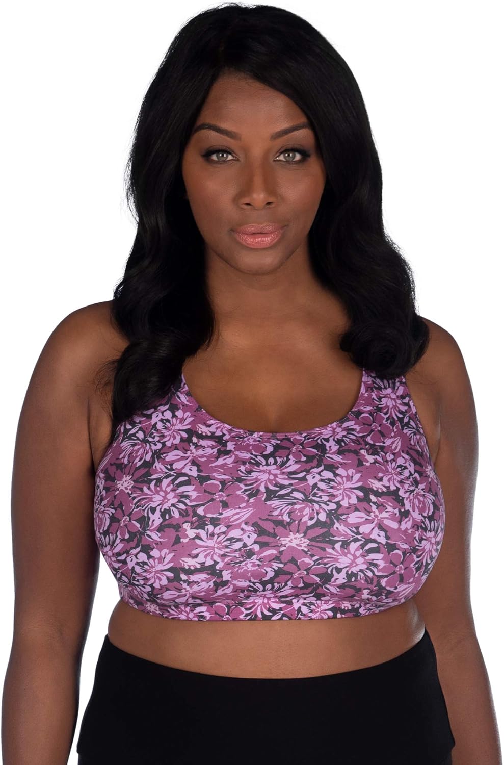 leading lady the serena – 无钢圈运动全身文胸 – 粉色花卉迷彩,52