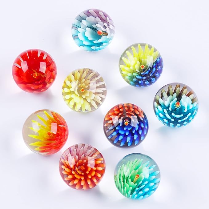 ditmogf 9 件 1 英寸玻璃大弹珠游戏小型疯狂射手玩纯色行星散装超酷