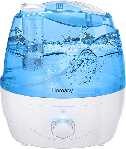 Homasy 加湿器 版2 2升超声波冷雾加湿器 静音空气加湿器 带独立电源适配器 可视化水箱和旋转开关 自动关闭 蓝色 Homasy 价格报价图片