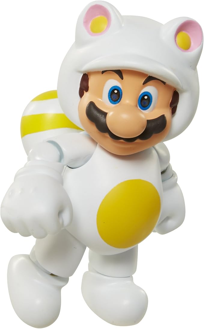 任天堂世界 91449 4&#34; 白色 tanooki mario 可动公仔