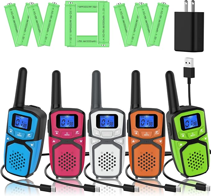 walkie 儿童对讲机,易于使用家庭对讲机,带电池和充电器,适合3岁男孩